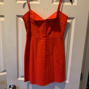 Red linen mini dress